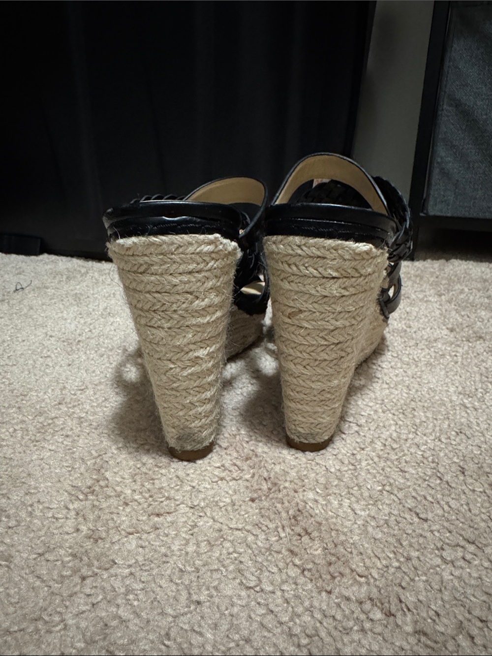 ANTONIO MELANI Black Braided Espadrille Wedge Mules 7M - Picture 4 of 6